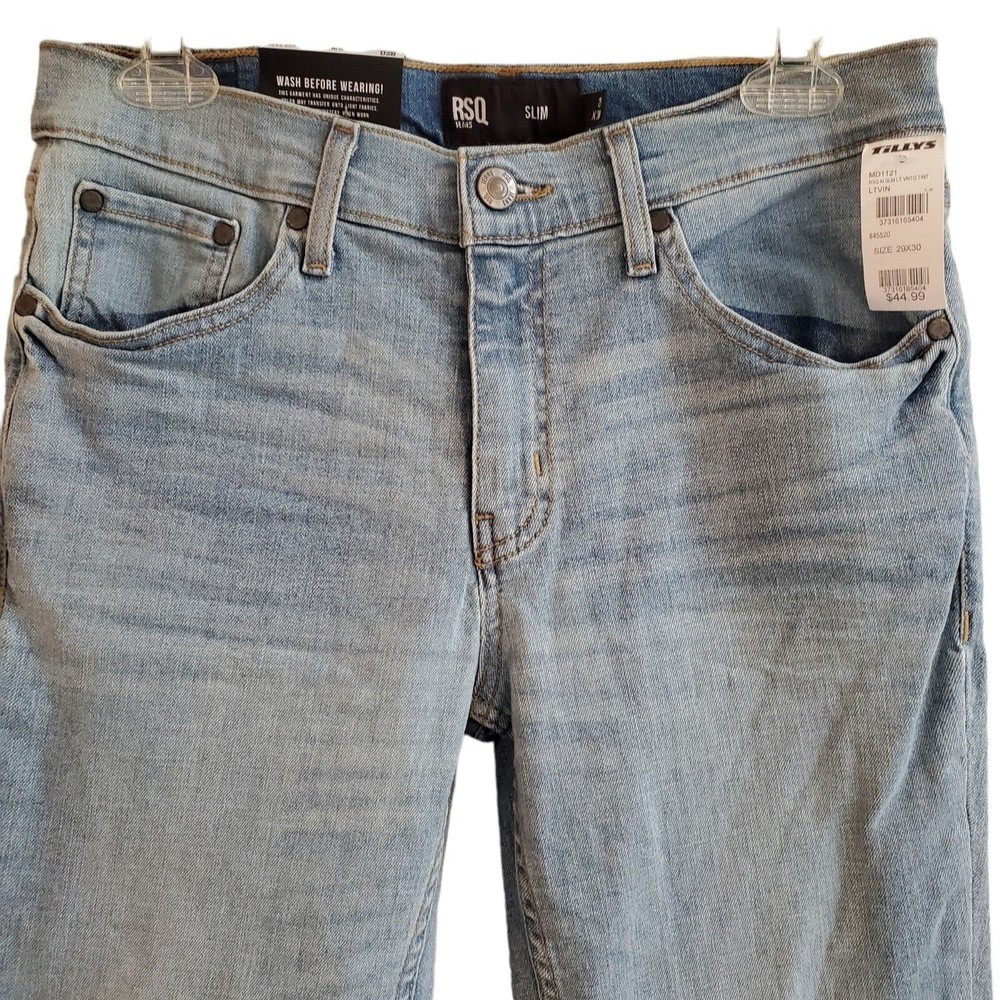 New With Tags Mens RSQ Slim Straight Blue Jeans Denim Vintage Flex Size 29x30 - Picture 3 of 12